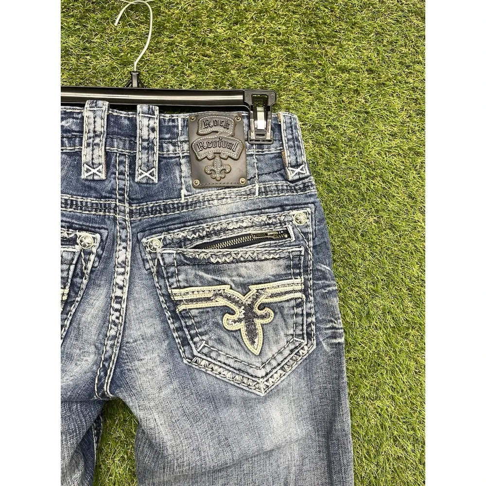 Rock Revival Jeans Mens 30 Jerry Straight Leg Cross Grunge Punk y2k Casual 2000s